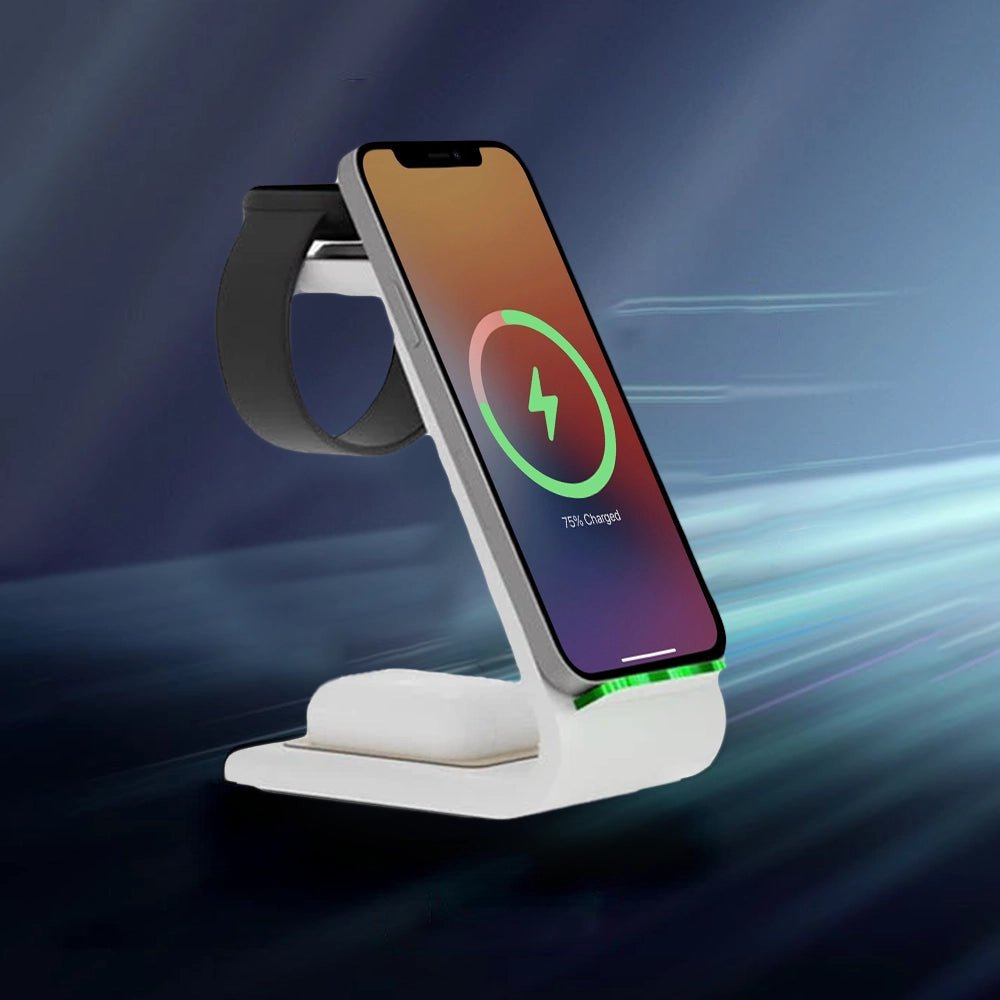 Premium 3 in 1 Fast Wireless Charging Stand for iPhone, Apple Watch & AirPods - Moderno Collections