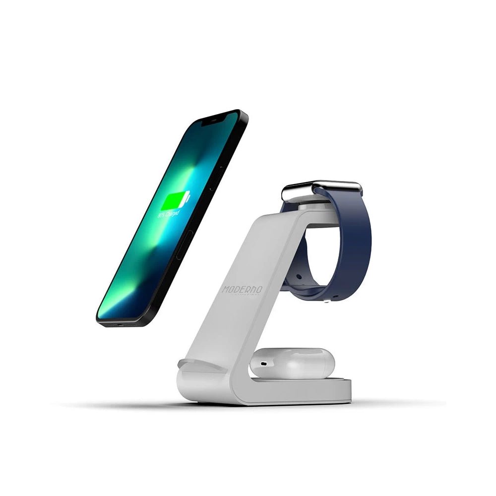 Premium 3 in 1 Fast Wireless Charging Stand for iPhone, Apple Watch & AirPods - Moderno Collections