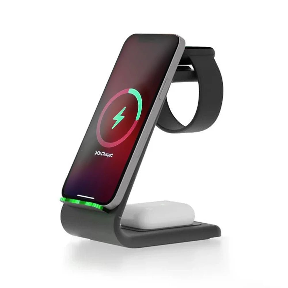 Premium 3 in 1 Fast Wireless Charging Stand for iPhone, Apple Watch & AirPods - Moderno Collections