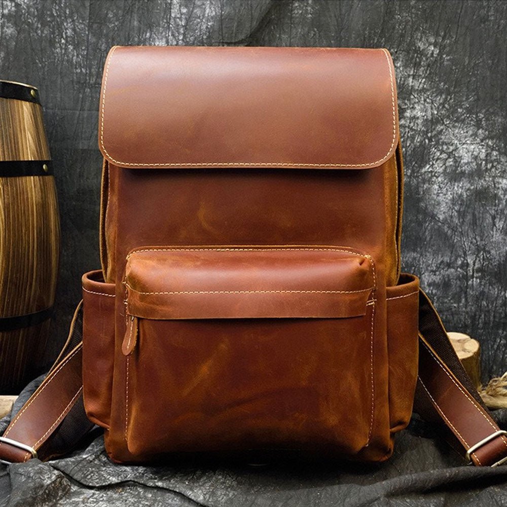 VintageGrid Large - Capacity Leather Backpack - Moderno Collections
